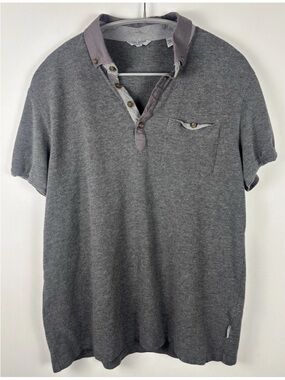 Ted Baker London Polo Shirt Men’s Size 4 Gray Short Sleeve Designer Casual
